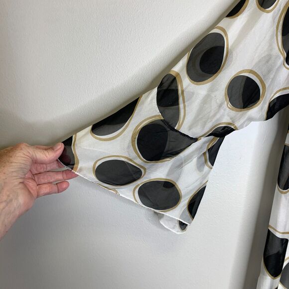 Charlie B Sheer Silk Blouse Lined Bell Sleeve Polka Dots Old Money Italy Large - Picture 3 of 14